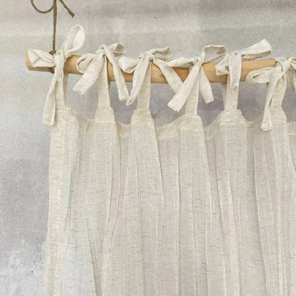 Rustic Tie-Top Crinkled Linen Sheer Drapery, CD1011