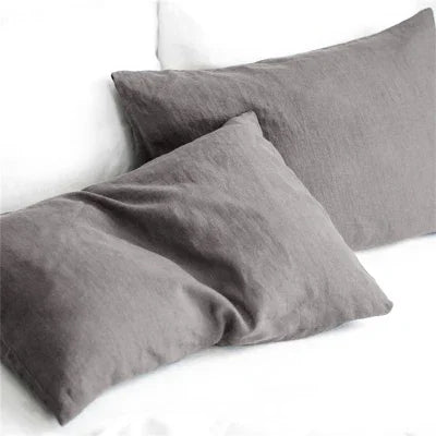 Premium 2-Piece 100% Pure Linen Throw Pillow Covers | Grade A Solid Color Decorative Shams with Hidden Zipper
