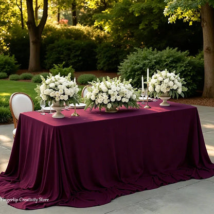 Wrinkle-resistant White Tablecloth,Stretchable Large-size,for Dessert and Tea Break Tables Fits Birthday,Wedding,Engagement