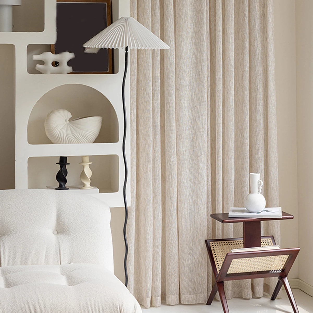 Beige Sheer Farmhouse Linen Curtain | CD1042