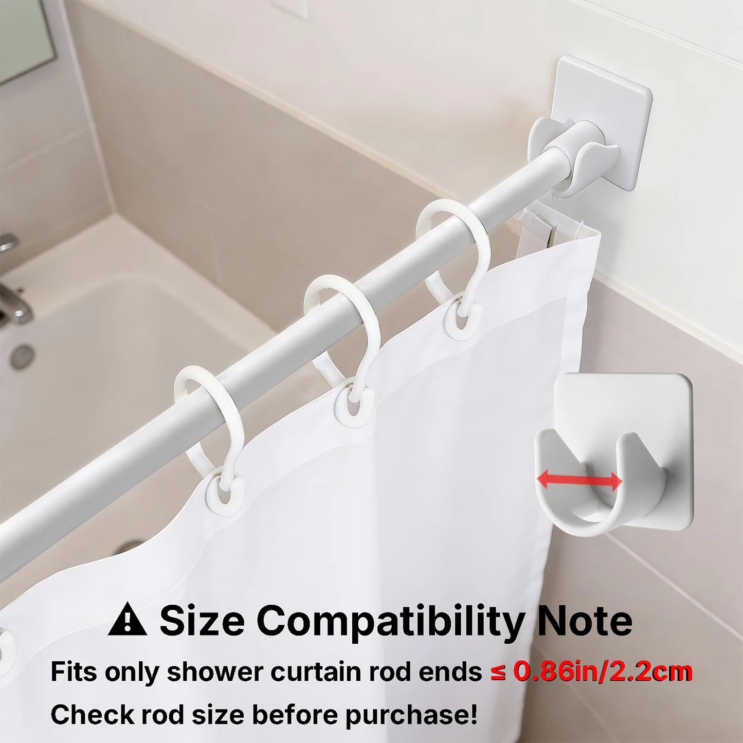 Modern Self-Adhesive Curtain Rod Bracket Hooks – No-Drill Wall Mount Holder (2/4/8 Pack) | CH1008