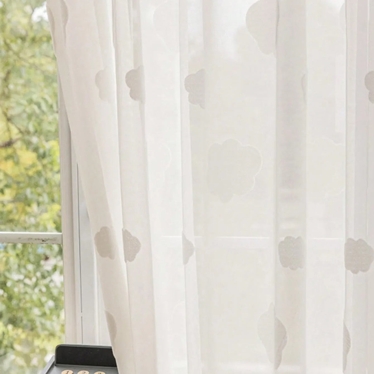 White Cloud Pattern Sheer Curtain | CD1048