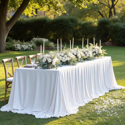 Wrinkle-resistant White Tablecloth,Stretchable Large-size,for Dessert and Tea Break Tables Fits Birthday,Wedding,Engagement