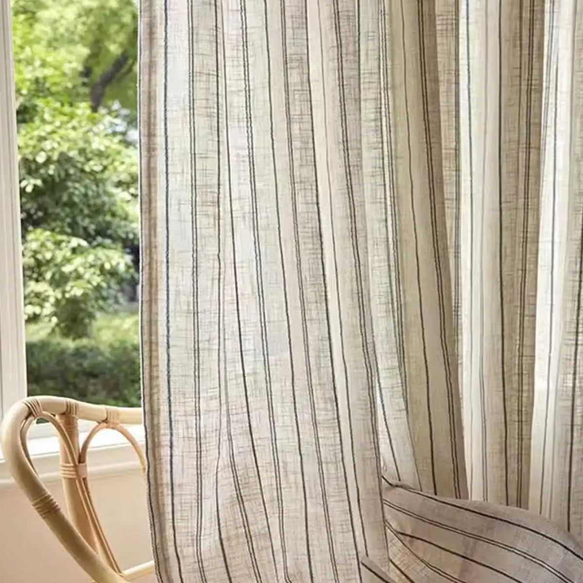 Stripe Cotton Linen Blend Gauze Curtains | CD1045