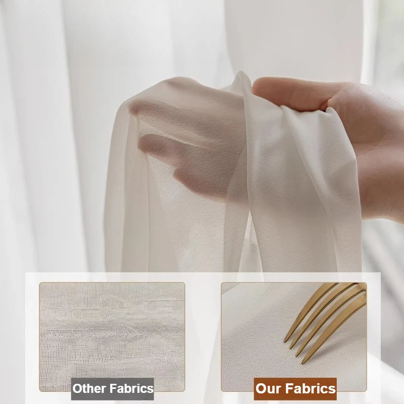 Luxury White Chiffon Sheer Curtain Panel – Solid Tulle Voile Window Drapes for Living Room & Bedroom | CD1028