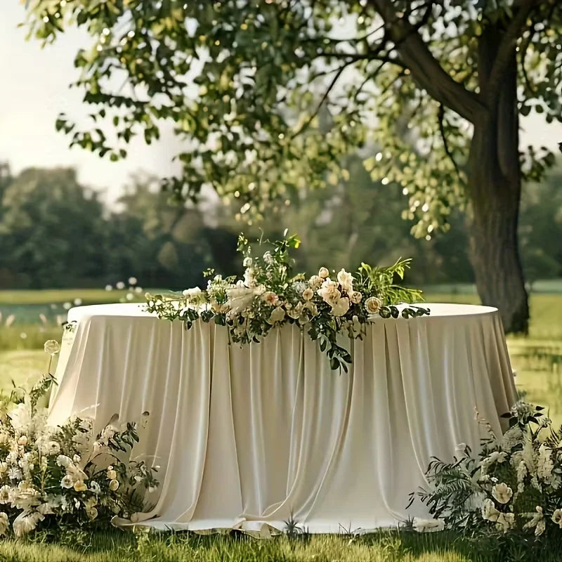 Wrinkle-resistant White Tablecloth,Stretchable Large-size,for Dessert and Tea Break Tables Fits Birthday,Wedding,Engagement