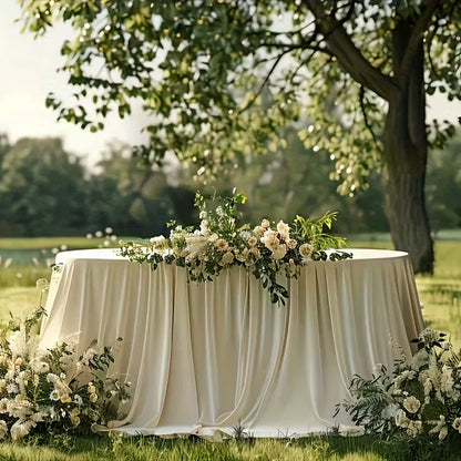 Wrinkle-resistant White Tablecloth,Stretchable Large-size,for Dessert and Tea Break Tables Fits Birthday,Wedding,Engagement