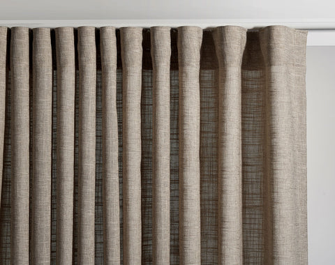 Grey & beige striped Off-white 100% Natural Linen Custom Made Flat Roman Shade