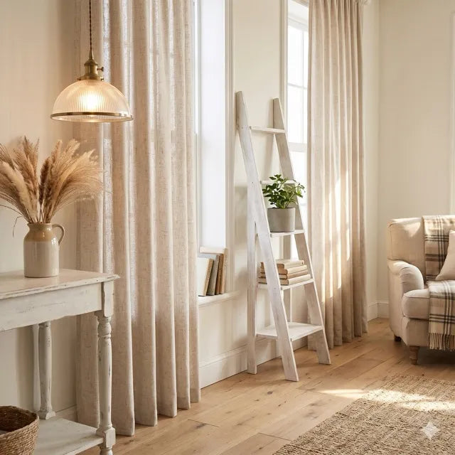 Textured Cream Farmhouse Sheer Drapery, CD1001