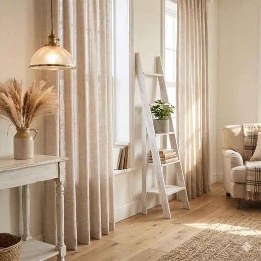 Textured Cream Farmhouse Sheer Drapery, CD1001