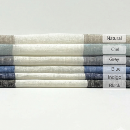 100% Linen Natural Color 3" Stripe Linen Roman Shade, CL1055