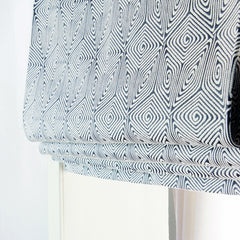 Blue/White Geometric Cubic Flat Roman Shade