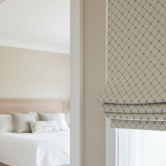 Blue Green Seamless Diamond Cream Jacquard Flat Roman Shade / CL1187 - Classic & Modern Home