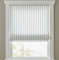 Grey & beige striped Off-white 100% Natural Linen Custom Flat Roman Shade/CL1041 - Classic & Modern Home
