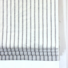 Grey & beige striped Off-white 100% Natural Linen Custom Flat Roman Shade/CL1041 - Classic & Modern Home