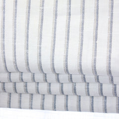 Grey & beige striped Off-white 100% Natural Linen Custom Flat Roman Shade/CL1041 - Classic & Modern Home