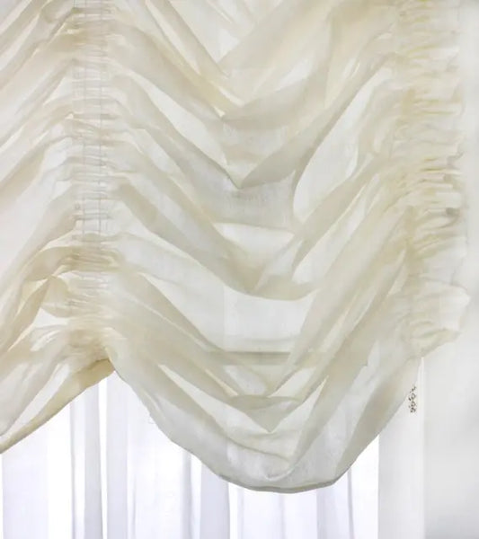 White sheer shade with ruffled texture