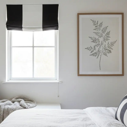 Black & White Two-Tone Linen Relaxed Roman Shade | CL1010