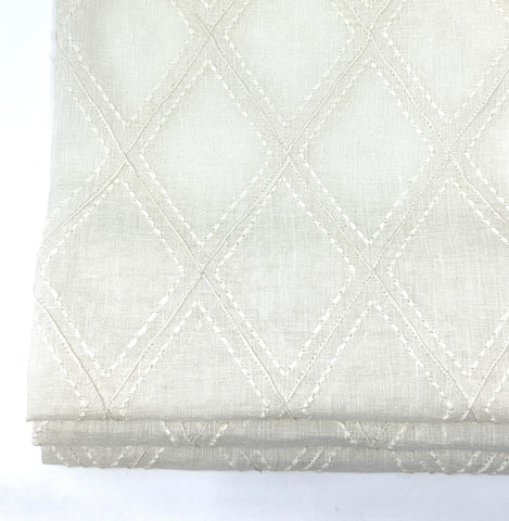 Embroidery Geometric Blend Linen Sheer Flat Roman Shade / CL1078