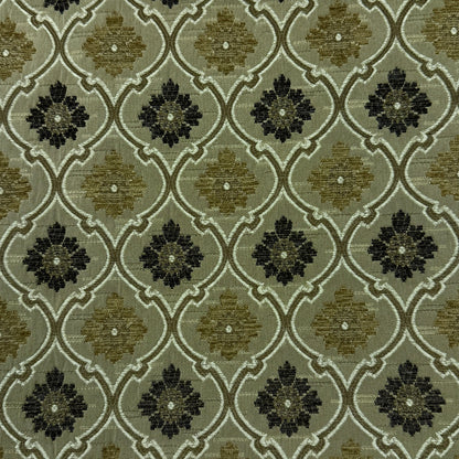 Khaki Sage Green Damask Jacquard Flat Roman Shade, CL1191