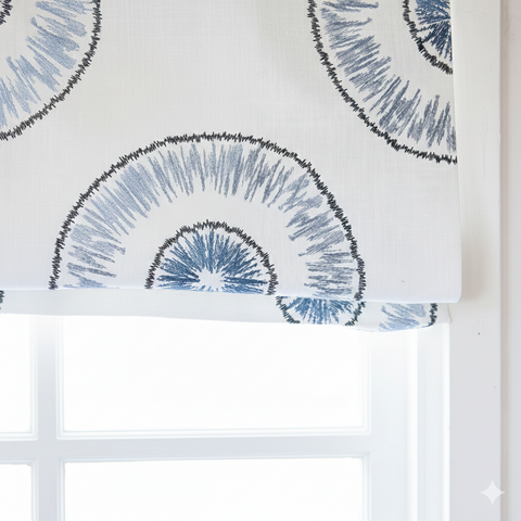 Retro Stitch Navy Flat Roman Shade/CL1018