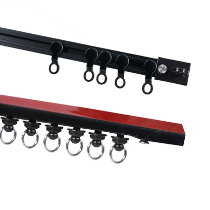 Self-adhesive curtain track top mount and side mount rails with pulleys and rings, CH1017