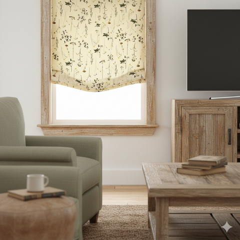 Textured Embroidery Blend Linen Flat Roman Shade/CL1098