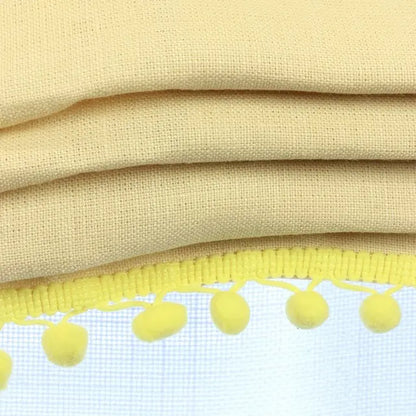 Yellow Linen Relaxed Roman Shade with Yellow Pom Pom | Blackout option | CL1010