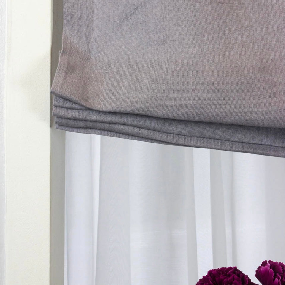 Light Grey Linen Relaxed Roman Shade, CL1010