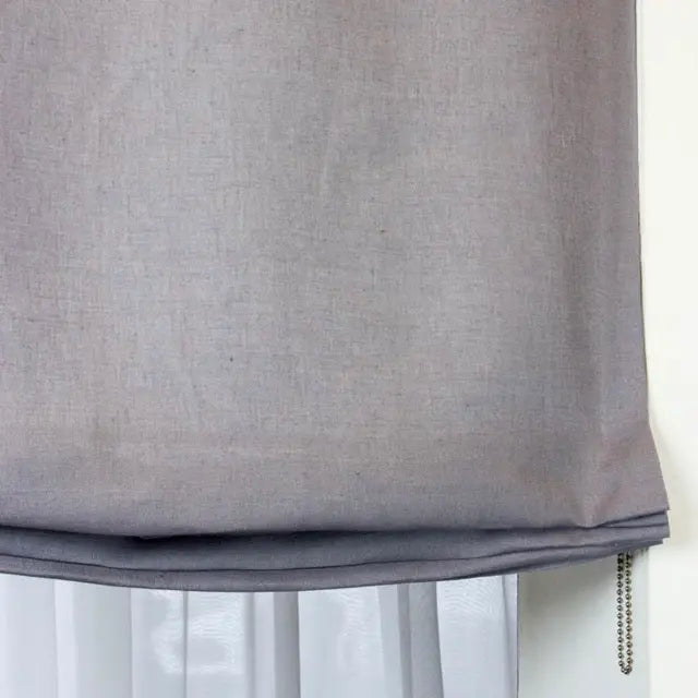 Light Grey Linen Custom Relaxed Roman Shade | CL1010
