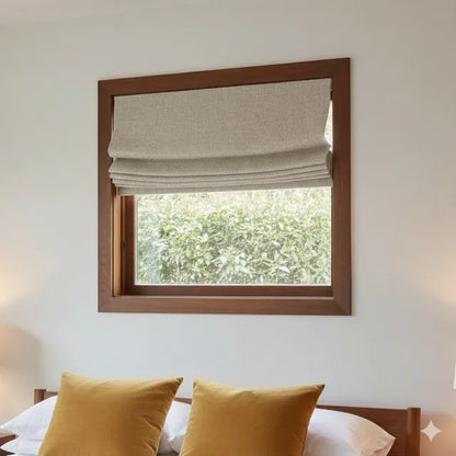 Premium Solid Slub Linen Cotton Flat Roman Shade, CL1038