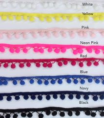 White Linen Relaxed Shade with Pink Pom Pom / CL1010