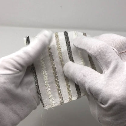 Sheer Linen Embroidery Stripe Farmhouse Flat Casual Roman Shade, CL1033