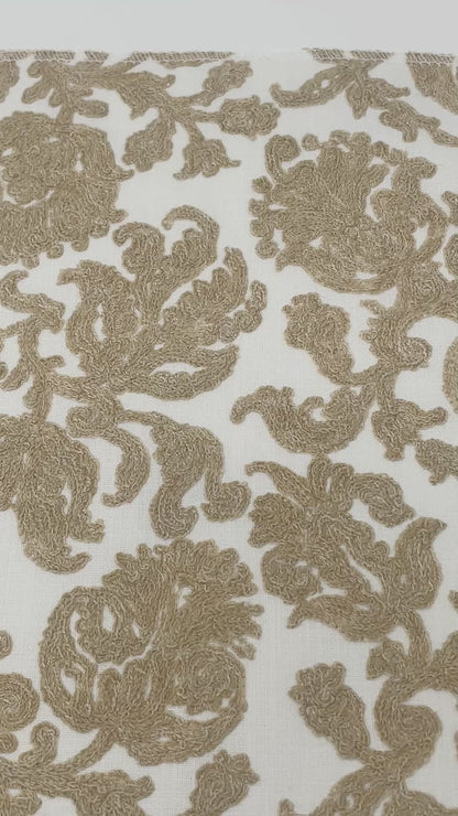 Embroidered Floral Damask Drapery Fabric by The Yard  | 54"Width | CL1208