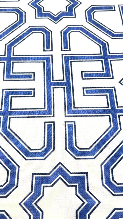 Latice Geometric Navy Flat Roman Shade, CL1067