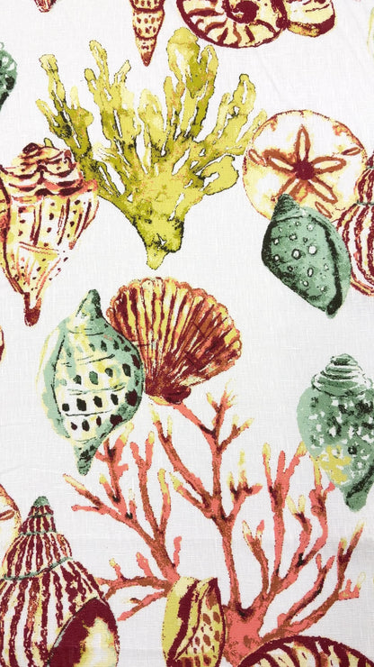 Sea Life Linen Flat Relaxed Roman Shade, CL1159