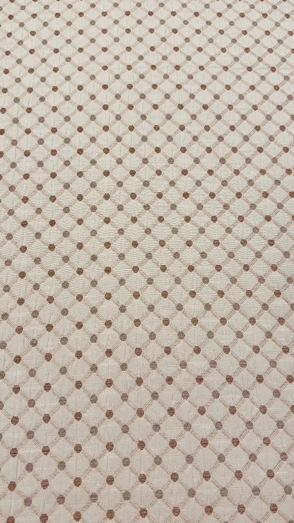 Golden Brown Geometric Trellis Jacquard Fabric Flat Roman Shade, CL1187