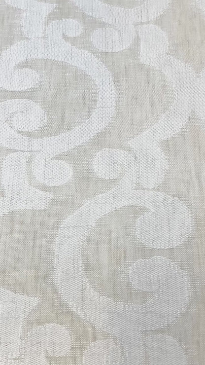 Classic Woven Scroll Linen-Blend Sheer Flat Roman Shade, CL1130