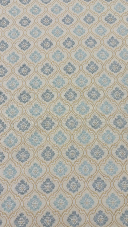 Beige Ogee Medallion Jacquard Flat Roman Shade, CL1191