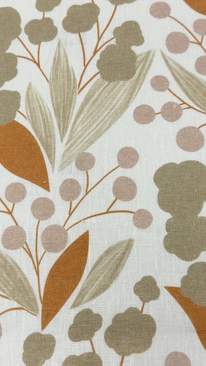 Retro Botanical Mid-Century Modern 100% Linen Fabric by the Yard, 57"Width, CL1176