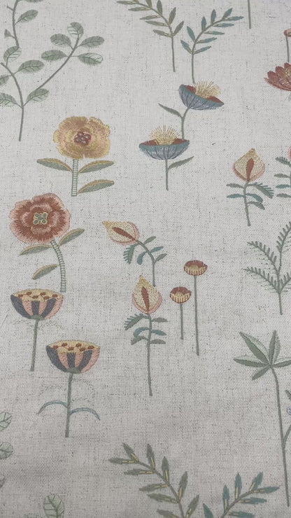 Blossom Botanical Embroidered Drapery Fabric by The Yard  | 54"Width | CL1210