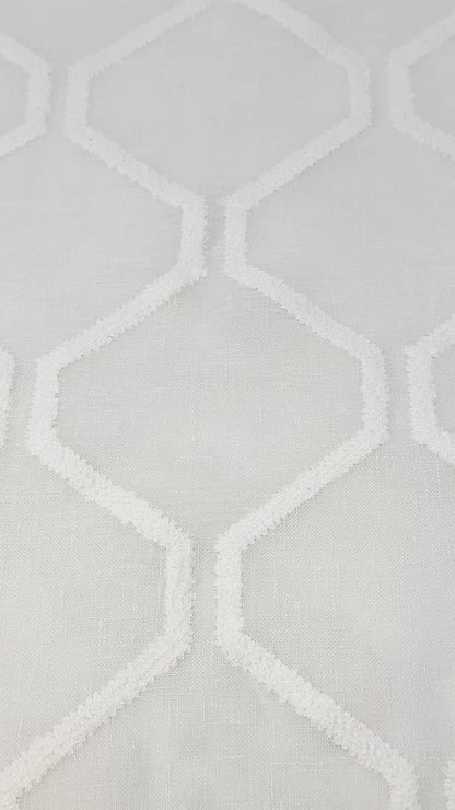 Embroidery Modern Geometric Blend Sheer Linen Fabric By The Yard, 54"Width, CL1133