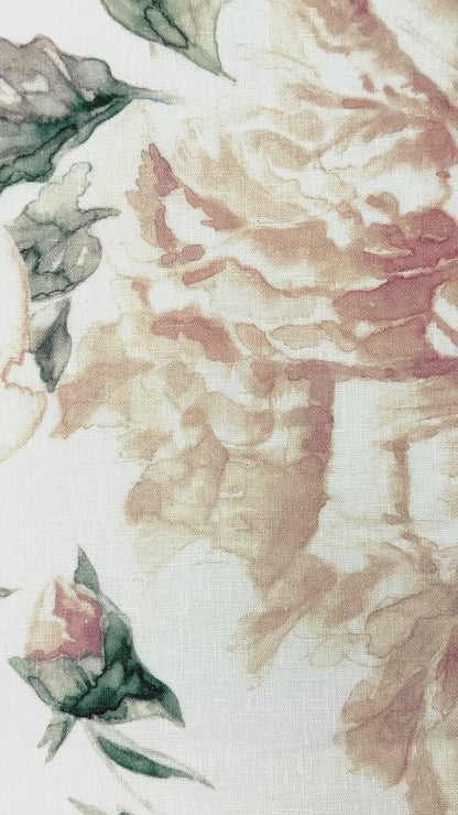 Watercolor Floral Print 100% Linen Fabric by the Yard, 57"Width, CL1177