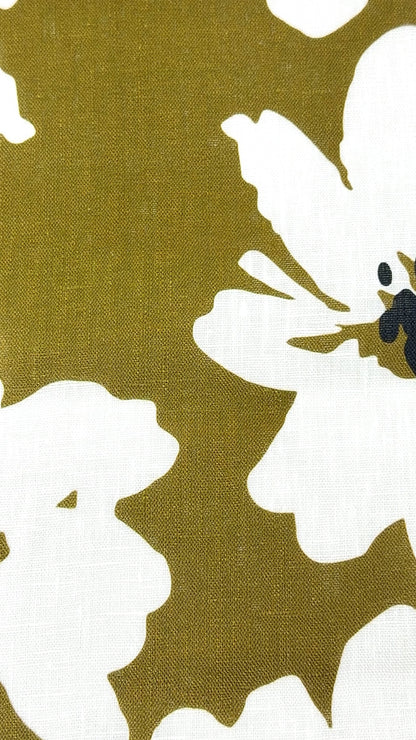 Big Floral Print 100% Linen Flat Roman Shade, CL1175