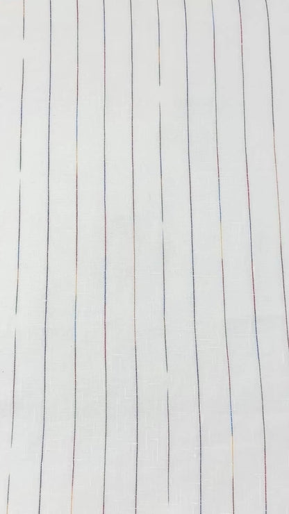 Thin Striped Multi Colors 100% Natural Linen Flat Relaxed Casual Roman Shade | CL1043