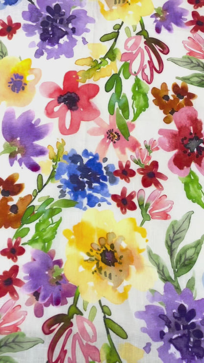 Floral Handkerchief Light Weight 100% Linen Fabric By The Yard, 58"Width, CL1103
