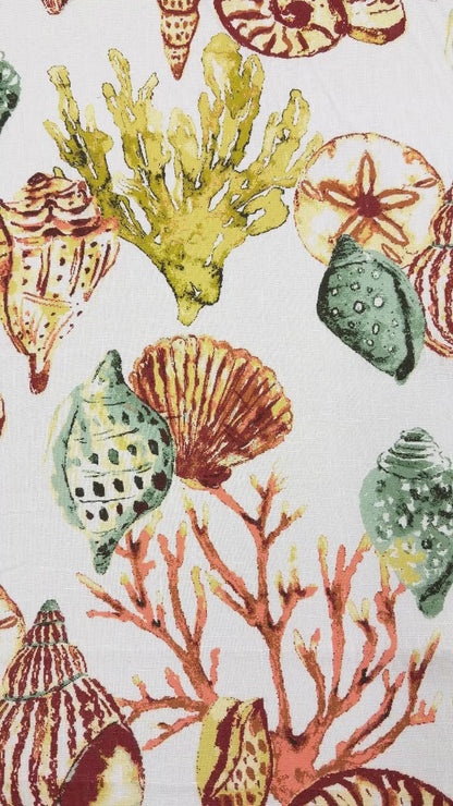 Sea Life Linen Flat Relaxed Roman Shade, CL1159