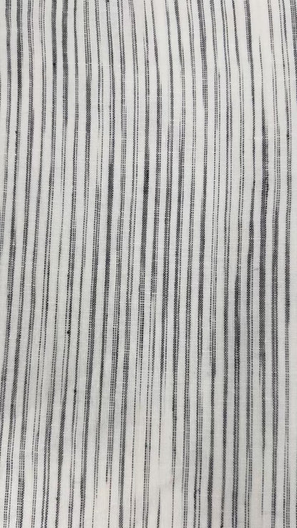 Narrow Irregular Stripe 100% Natural Linen Custom Made Flat Roman shade | CL1039