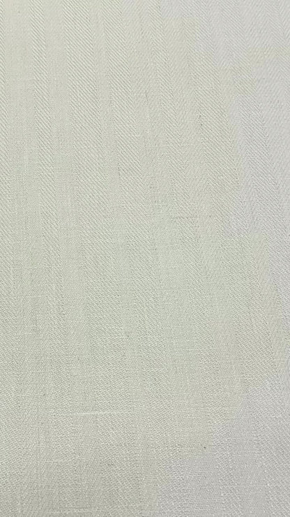 Ecru Herringbone Pattern 100% Natural Linen Flat Custom Roman Shade, CL1047
