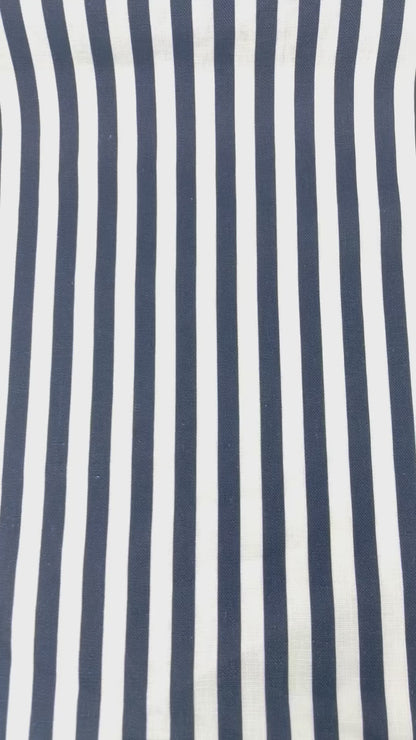 3/8" Narrow Thin Stripe 100% Natural Linen Flat Roman Shade, CL1102